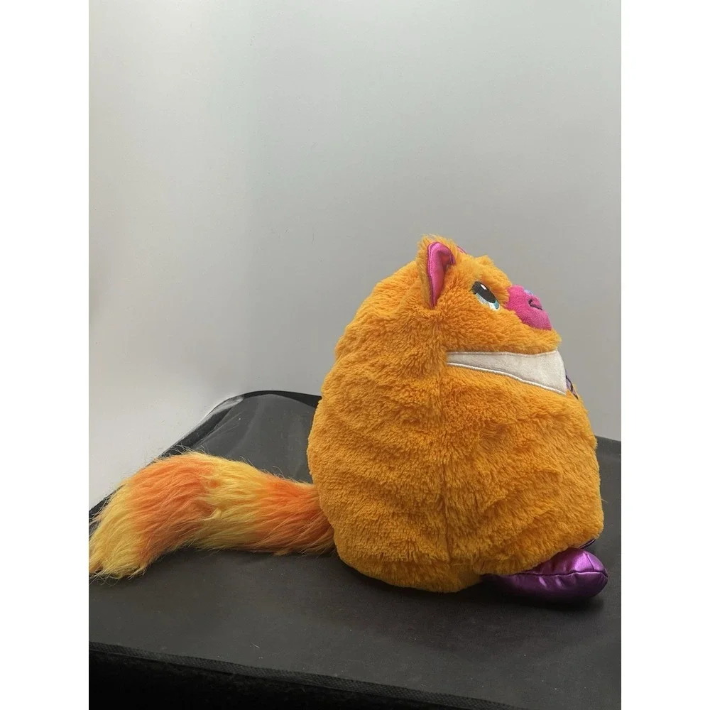 Misfittens Plush Tabby Cat w/ Tie Orange & Pink Soft Fluffy 9